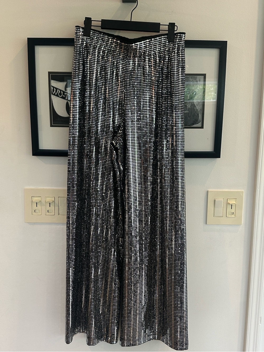 Alice + Olivia mirrored sequin wide leg pants size medium